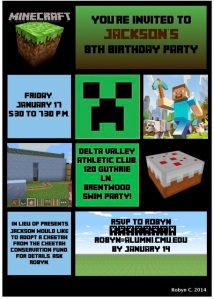 Minecraft Party Inviation